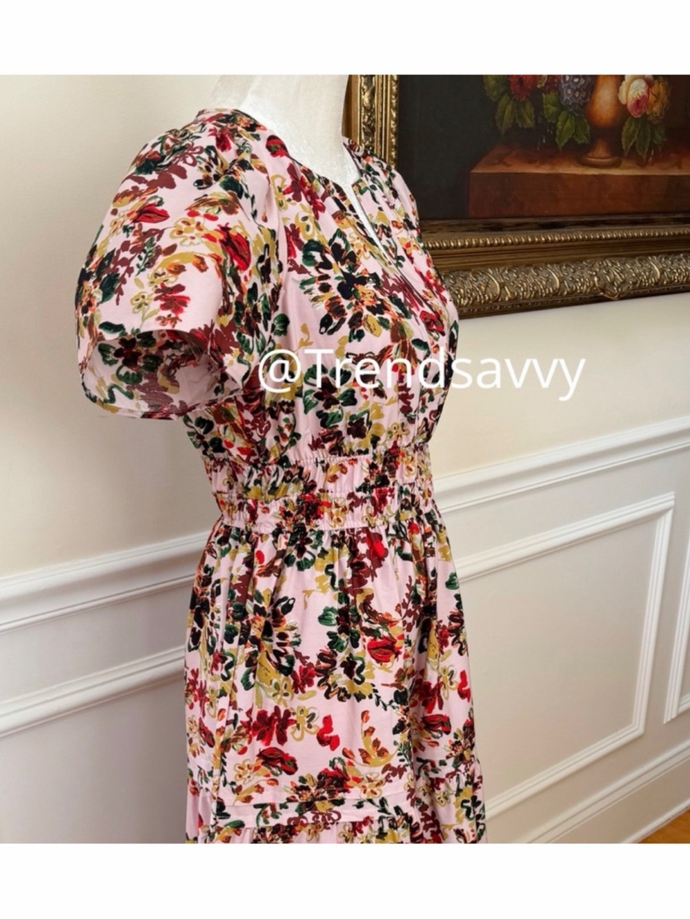 Anthropologie Somerset Floral Pink Maxi Dress Smocked Cotton Size Small NWT - Picture 9 of 14